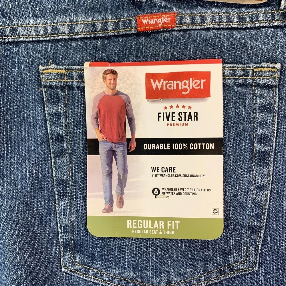 NEW Wrangler Five Star 96501DS Jeans Mens 40x32 Blue‎ Regular Straight Denim